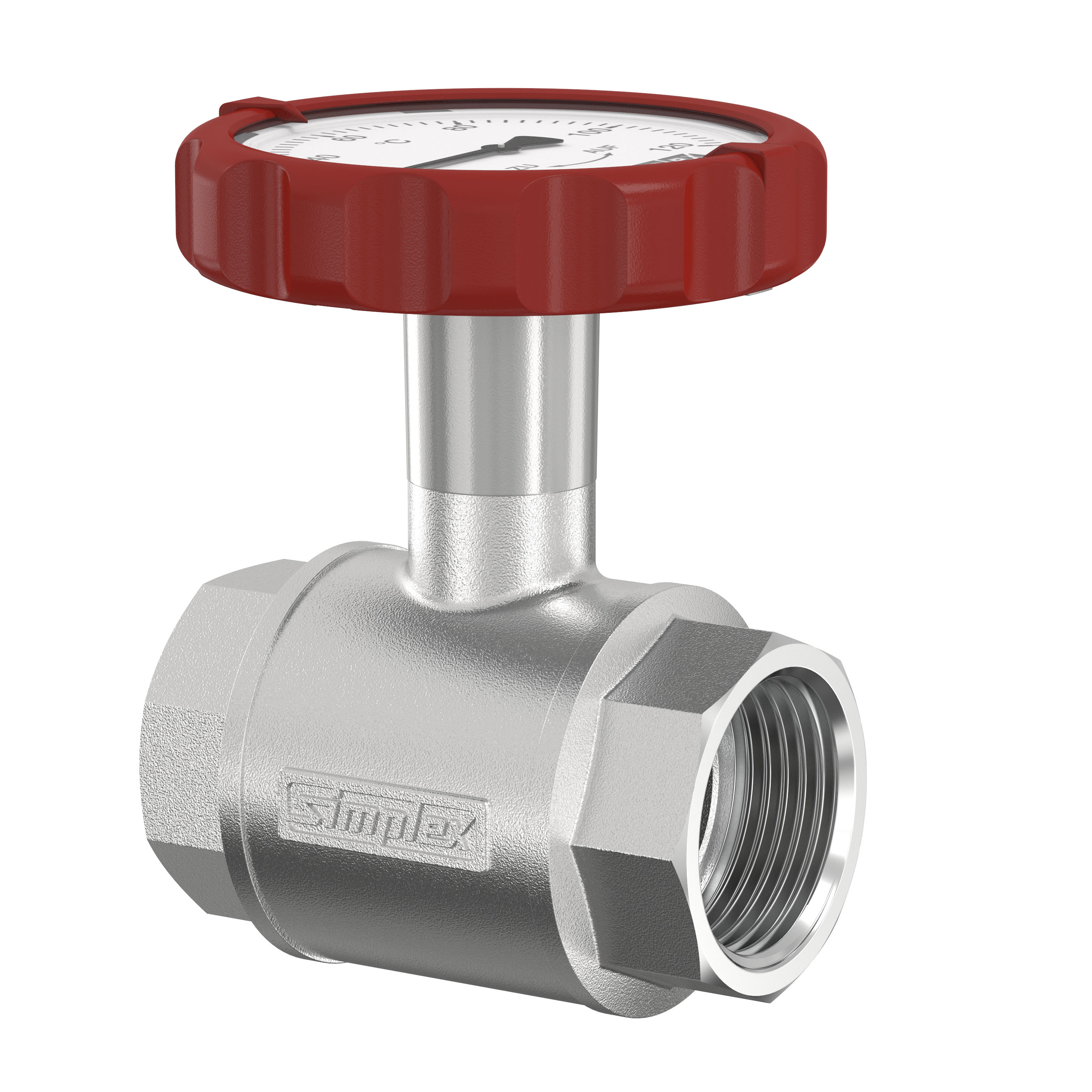 Socket Ball Valve with Red Thermometer Handle