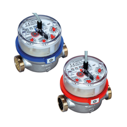 Domestic apartment water meter type ETK-EAK/ETW-EAK (single-jet, dry-running) for horizontal or vertical installation with pulse output