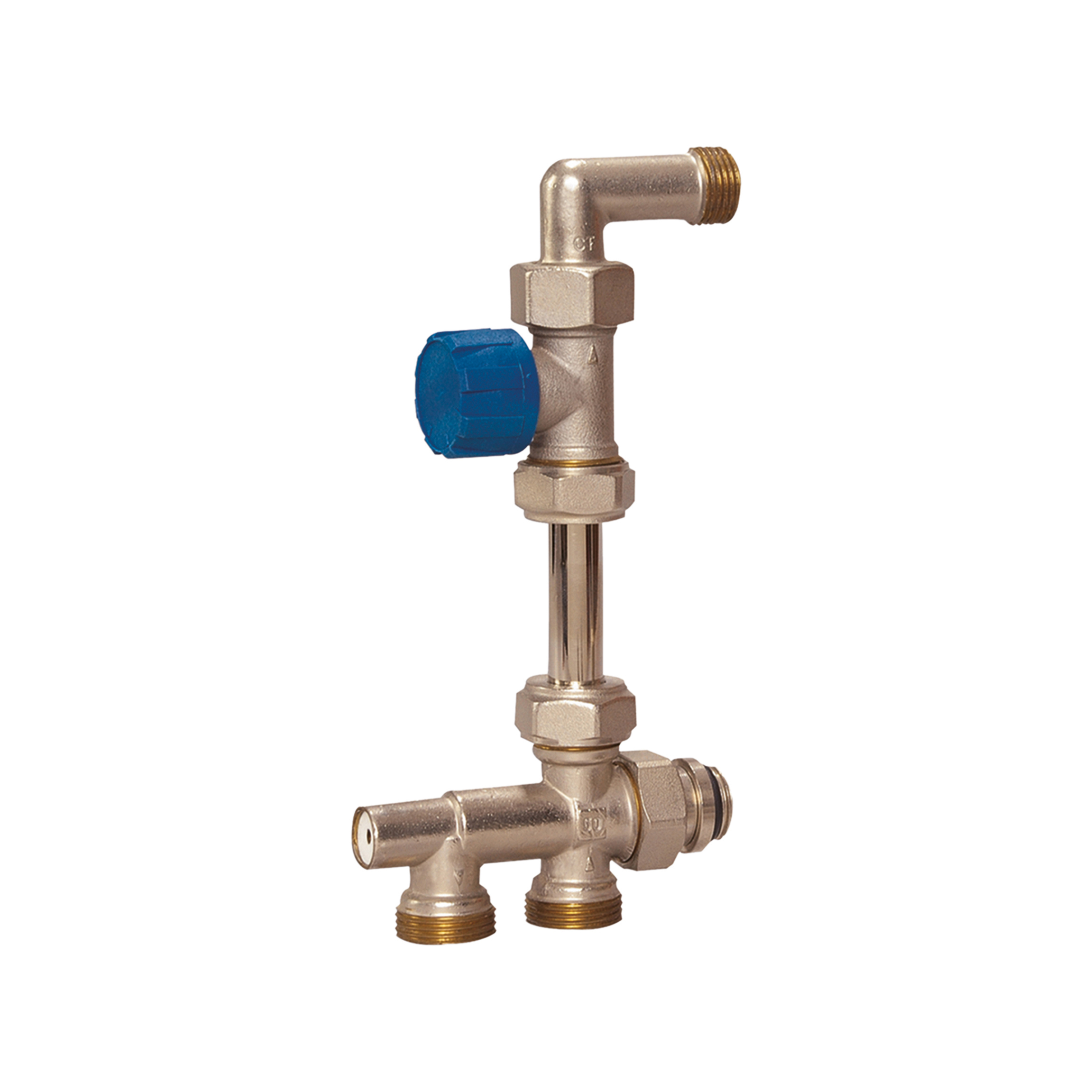 Mono-tube connection set with straight-way valve